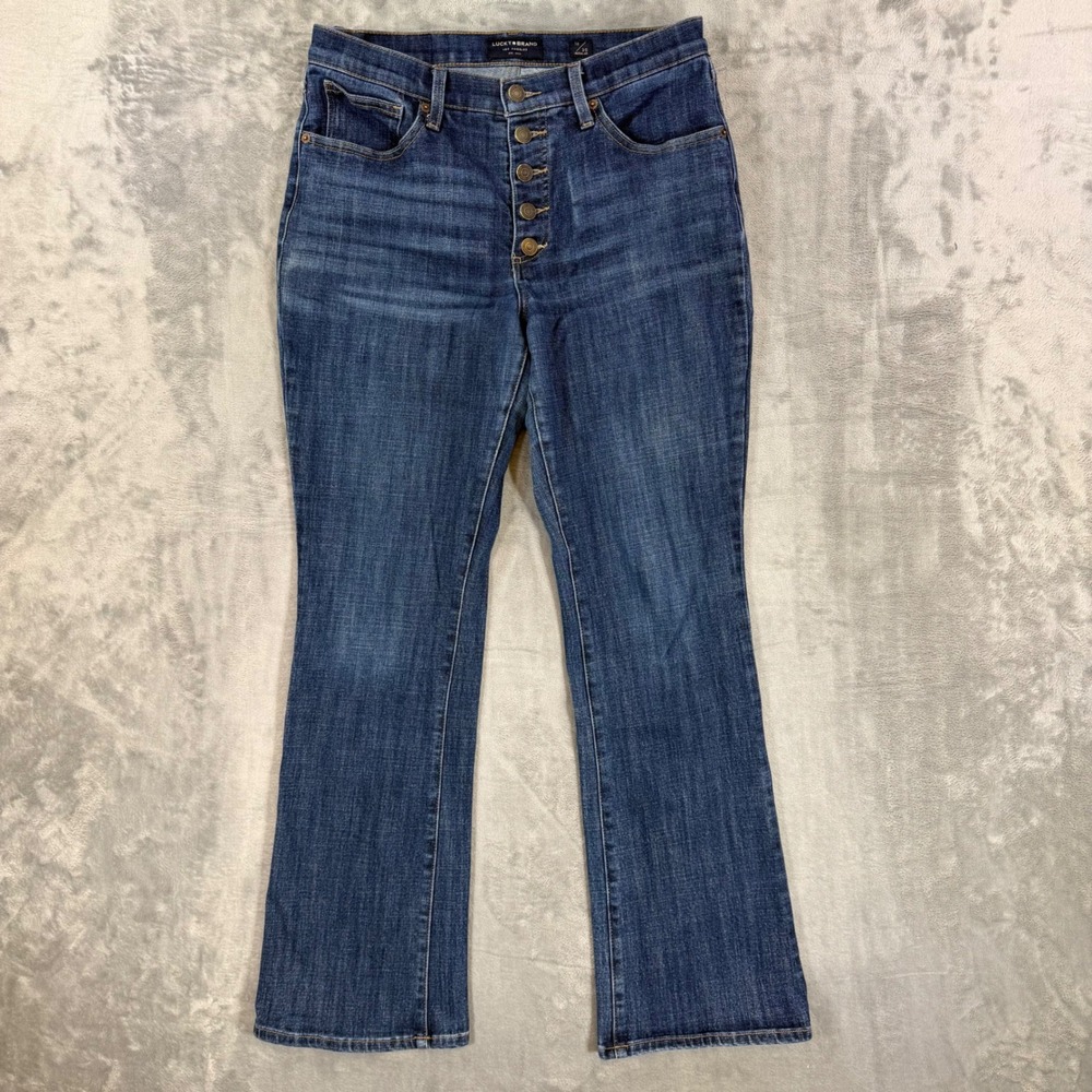 Lucky Brand Ava Mid Rise Bootcut Jeans‎ Women's Size 10/30 Dark Blue Button Fly